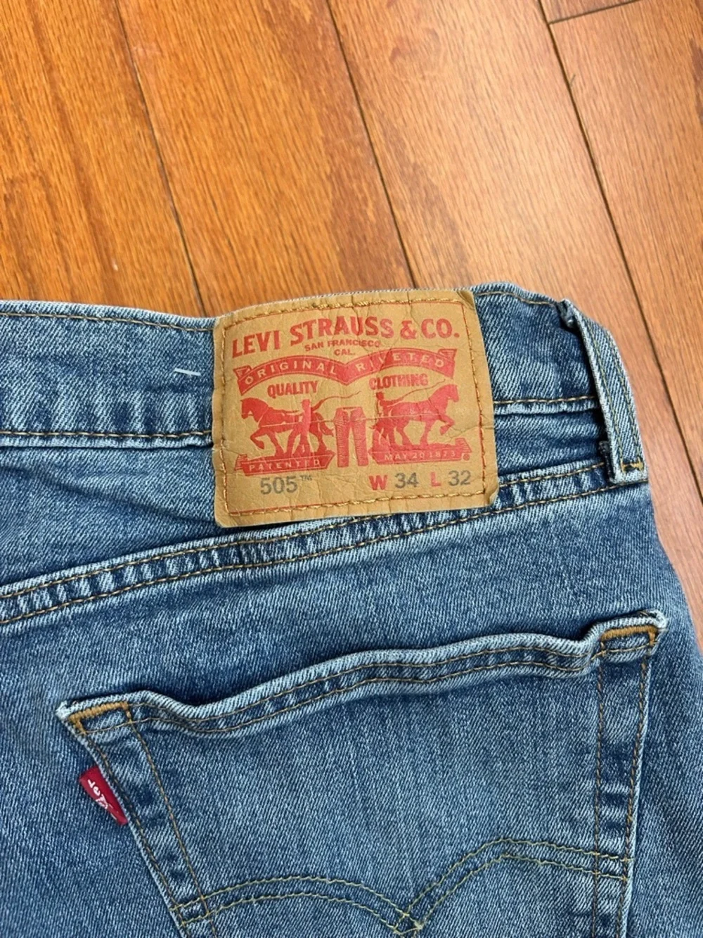 Levi's Blue Denim Jeans with Tan Leather Patch